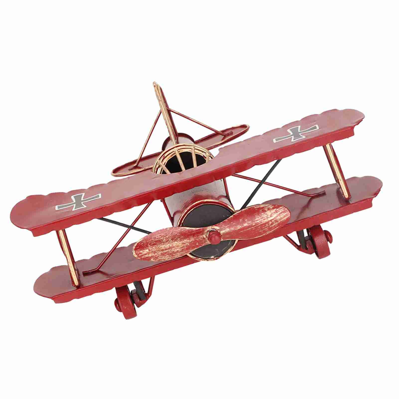 

Винтажная модель самолета из кованого железа, биплан для декора рабочего стола, фотореквизит (синий) красный