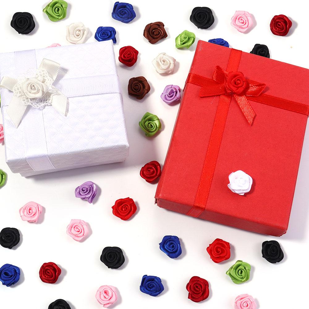 20pcs 1.5cm Polyester Rose Flowers Colorful Mini Artificial Flowers For Wedding Party DIY Wreath Clothing Headwear Decoration