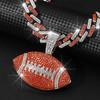 TEMU Hot Selling Full Diamond Colored Rugby Alloy Pendant, European and American Hip-hop Colored Cuban Chain Men's Necklace