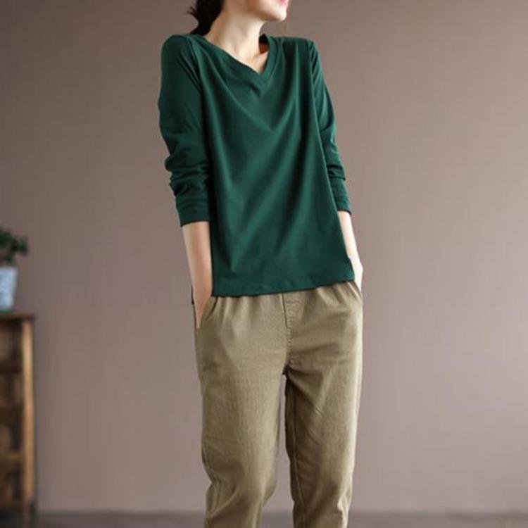 Streetwear Women Long Sleeve Top Solid Color Neck Tshirt Bottoming