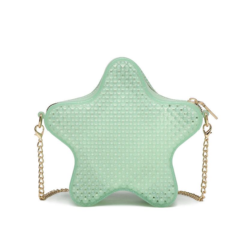 Fashion Jelly Bags Female Shoulder Bags New Versatile PVC Flash Five Pointed Star Chain Bags Leisure Square Bag Crossbody Bags