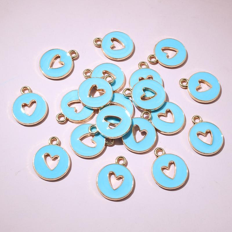 

20pcs 15x12mm Enamel Double Side Hollow Heart Charms Pendant DIY Jewelry Making Accessories for Bracelet Earrings Necklace