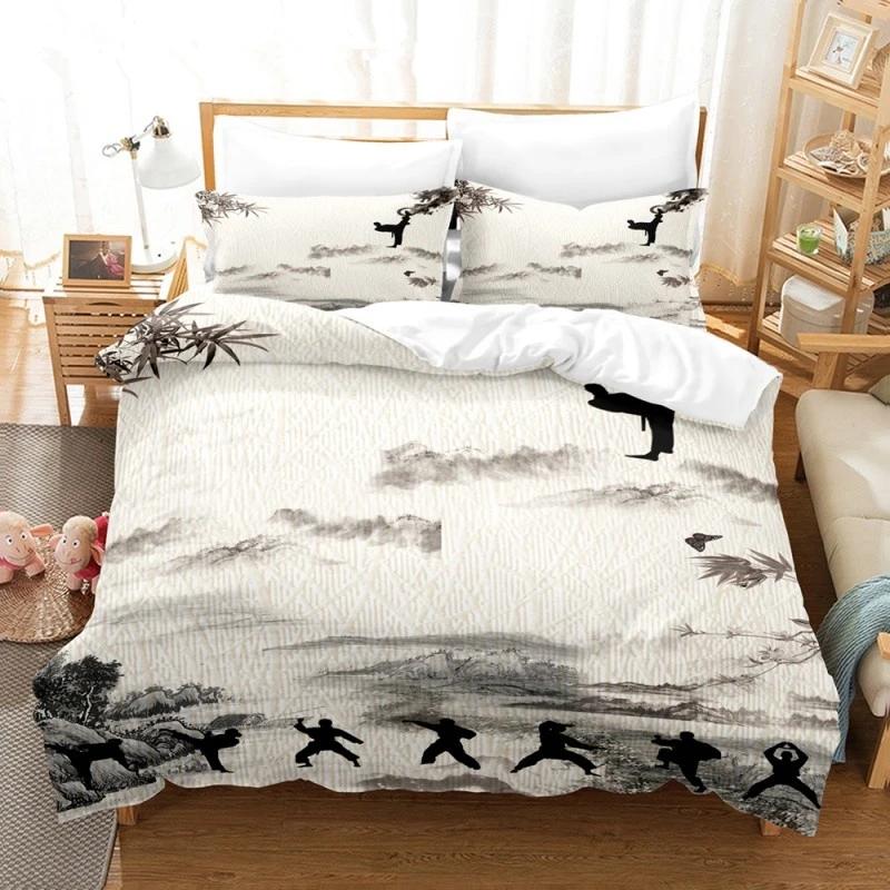 Comforter Luxury Kungfu Design Yin And Yang Bedding Set Chinese Martial Art Boys Full King Size Sports Comforter Set