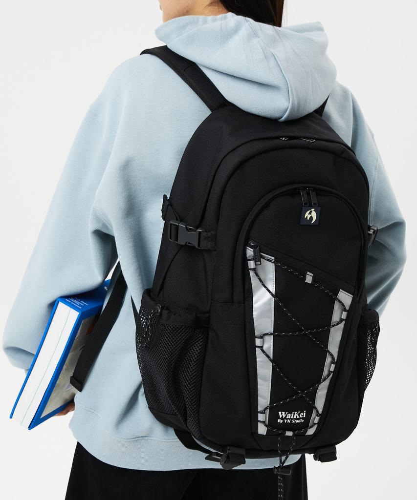 Waikei Reflective String Backpack Black
