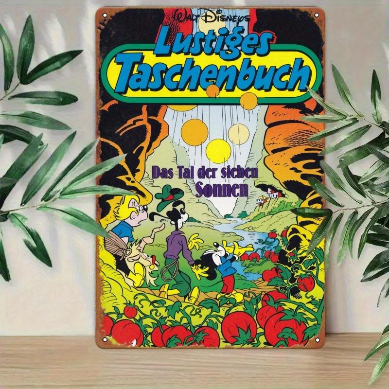 1pc Walt Disney Mickey and Goofy Explore Seven Valleys 12x8 Inch Tin Sign for Living Room, Study or Cafe Decoration