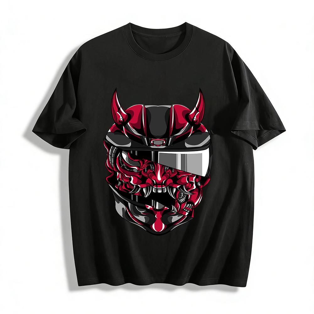 

Japanese Oni Samurai Motorcycle Graphic Cool Tee Shirt Pure cotton T-shirt XXS