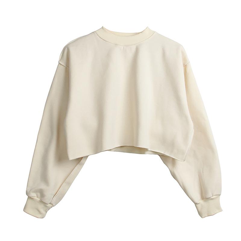 Cropped Fleece Long Sleeve Workout Yoga Sweatshirt For Women