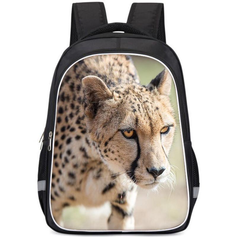 Large Capacity Lightweight Oxford Cloth Backpack For Kids School Leopard Print