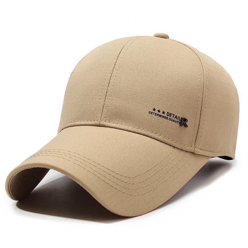 Boné de beisebol masculino de cor sólida com aba longa, protetor solar para esportes ao ar livre, chapéu de metal R, boné de lazer para pesca