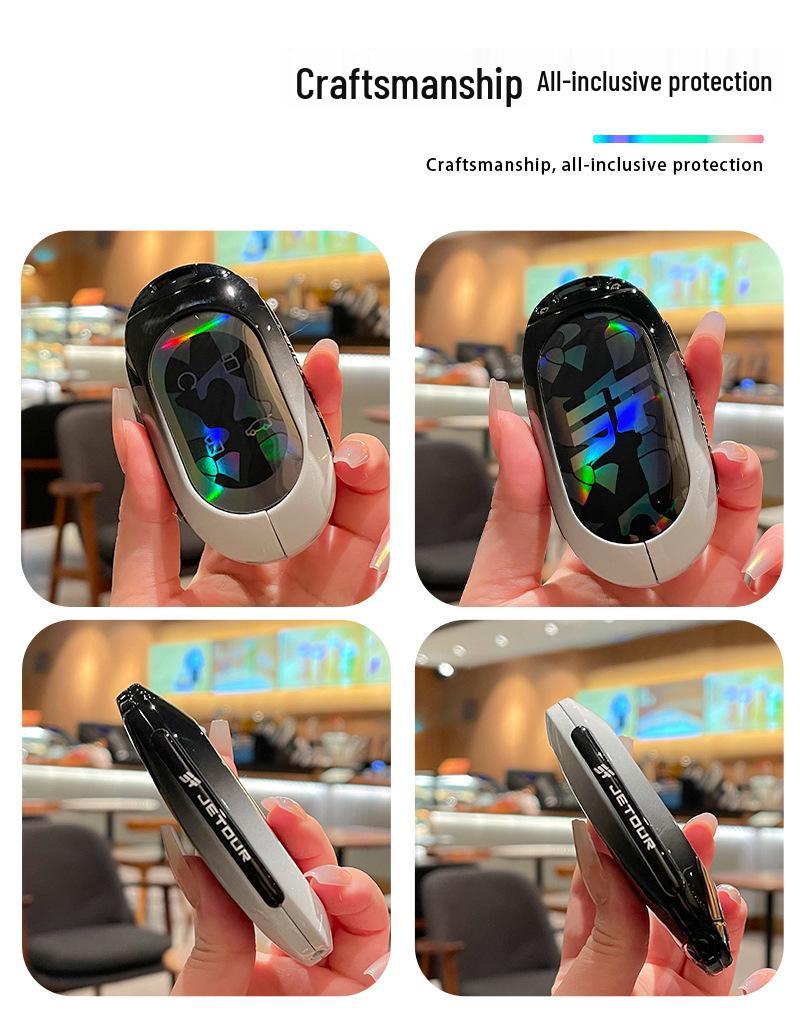 Chery Jetour Shanhai L9/L7 Hybrid 2025 Key Cover: Colorful Black & White Protective Shell with Buckle