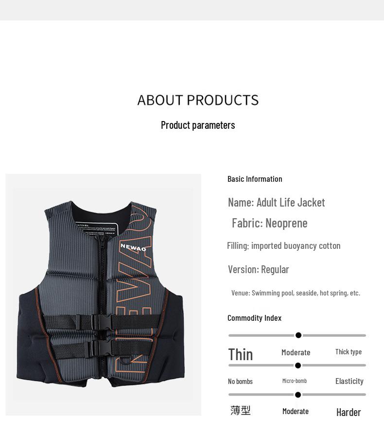 Adult Life Jacket Buoyancy Vest for Snorkeling, Fishing, Motorboating, and Swimming - Anti-Collision and Warm, 2021 Model