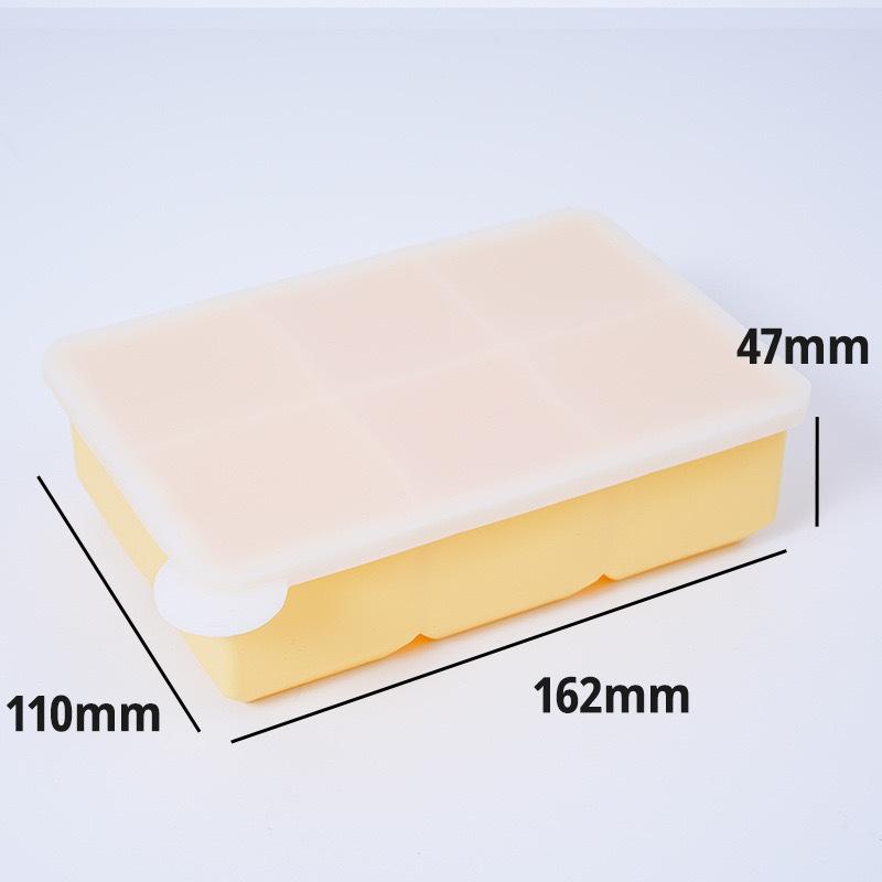 Food Grade Silicone Ice Grid Six Grid Square Ice Cube Mold with Lid Whiskey Ice Mold Dustproof and Odor-proof Ice Box