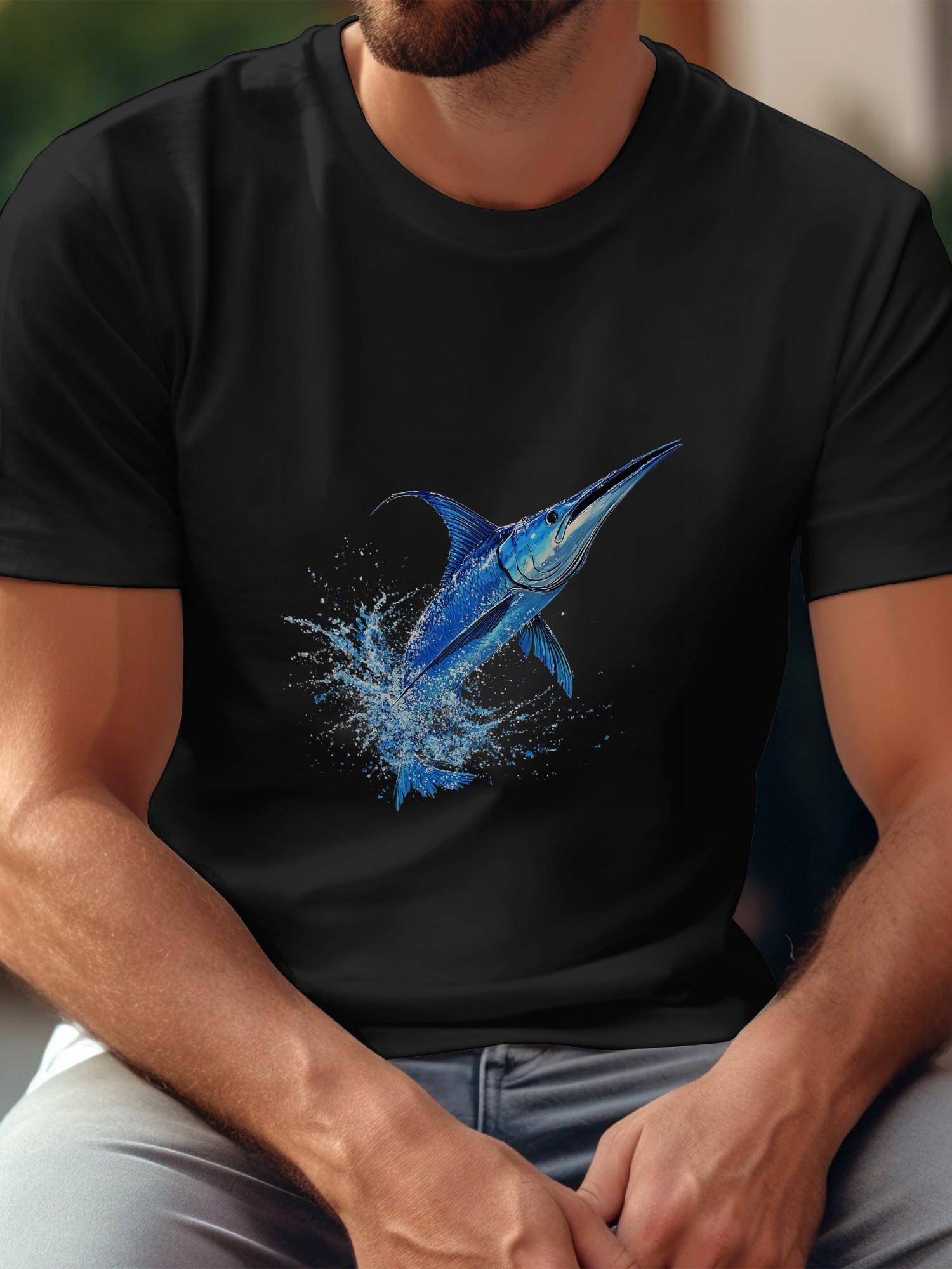 T-shirt - Dynamic Leaping Marlin & Splashing Water Graphic S