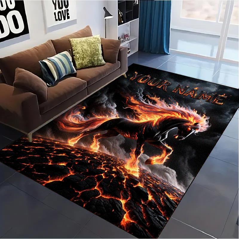 Name Custom Horses Carpet Rug for Living Room Bedroom Home Sofa Decoration,Kids play Non-slip Floor Mat