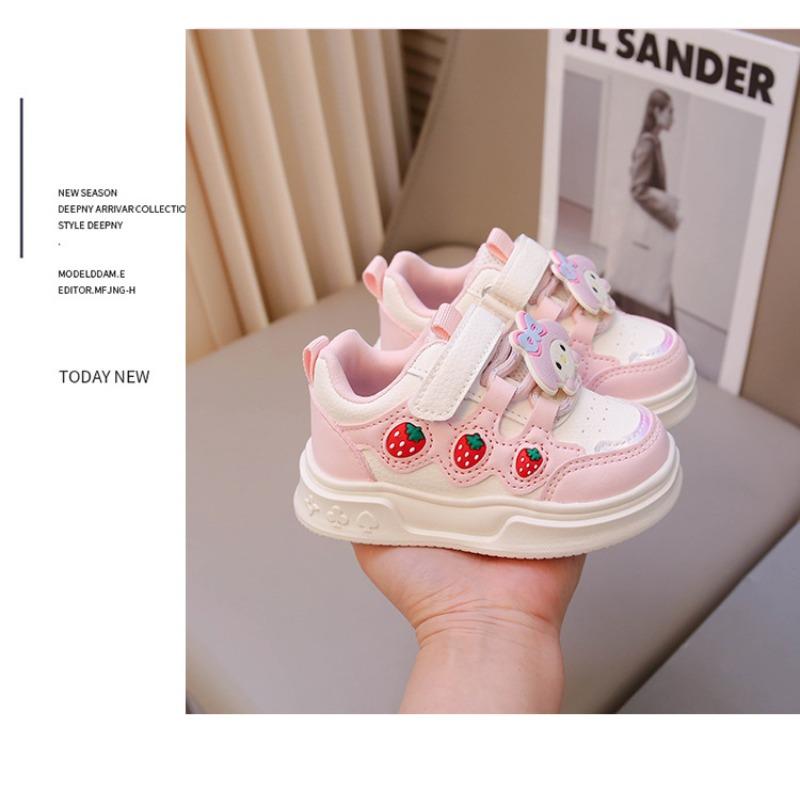 Children's Spring and Autumn Cute Foreign Style Non-slip Strawberry Girls Sneakers Running Shoes Board Shoes Cartoon Student Shoes