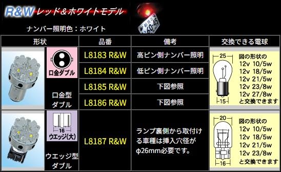 M&H Matsushima L8184 R&W L Beam (12V) R&W L8184RW
