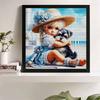 New Arrival 5D DIY Full Circle Diamond Painting "Girl and Dog" Embroidery Cross Stitch Home Decor Gift