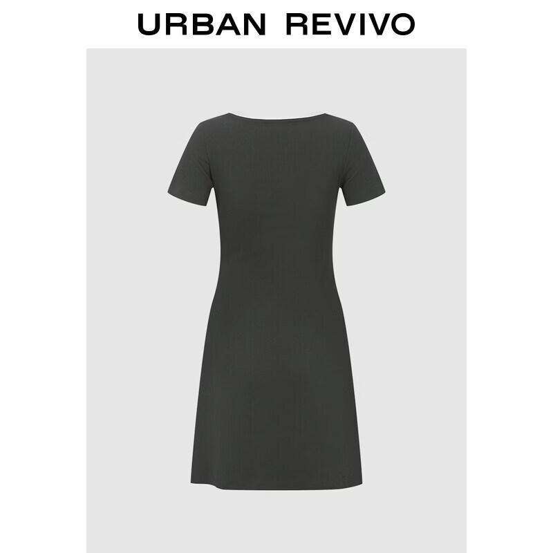 UR 2026 Spring Color-block U-neck Pleated Slim Dress