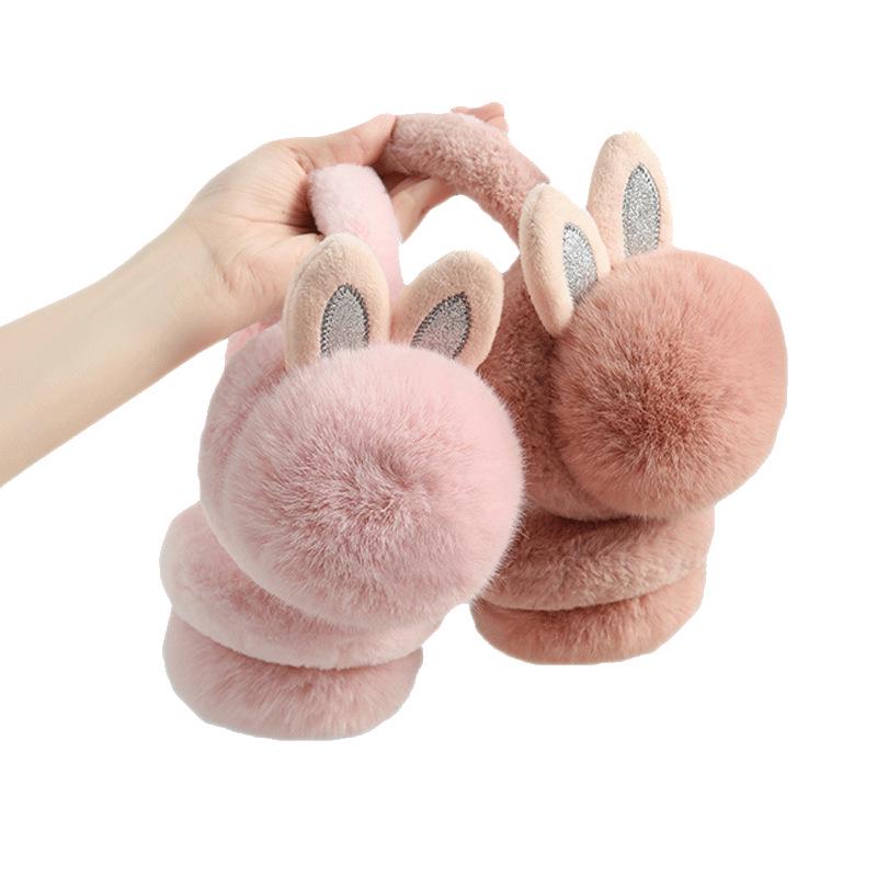 Women's Winter Cycling Earmuffs with Cute Little Rabbit Ears - Plush, Warm, and Fashionable Ear Protection
