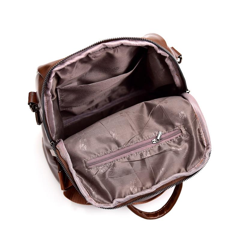 Women's Multi-Functional Backpack Dual-Use Shoulder Bag Soft Leather Travel Bag