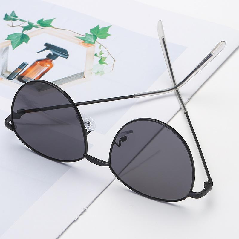 New round retro small frame sunglasses men's and women's tide metal marine sunglasses flat glasses S