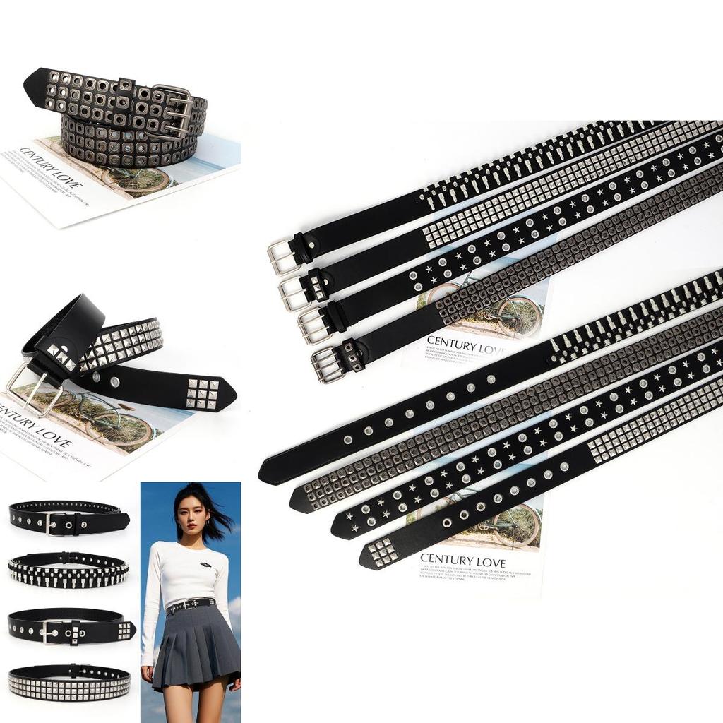 Punkinspired Wide Leather Belt With Alloy Buckle For Casual And Business Outfits