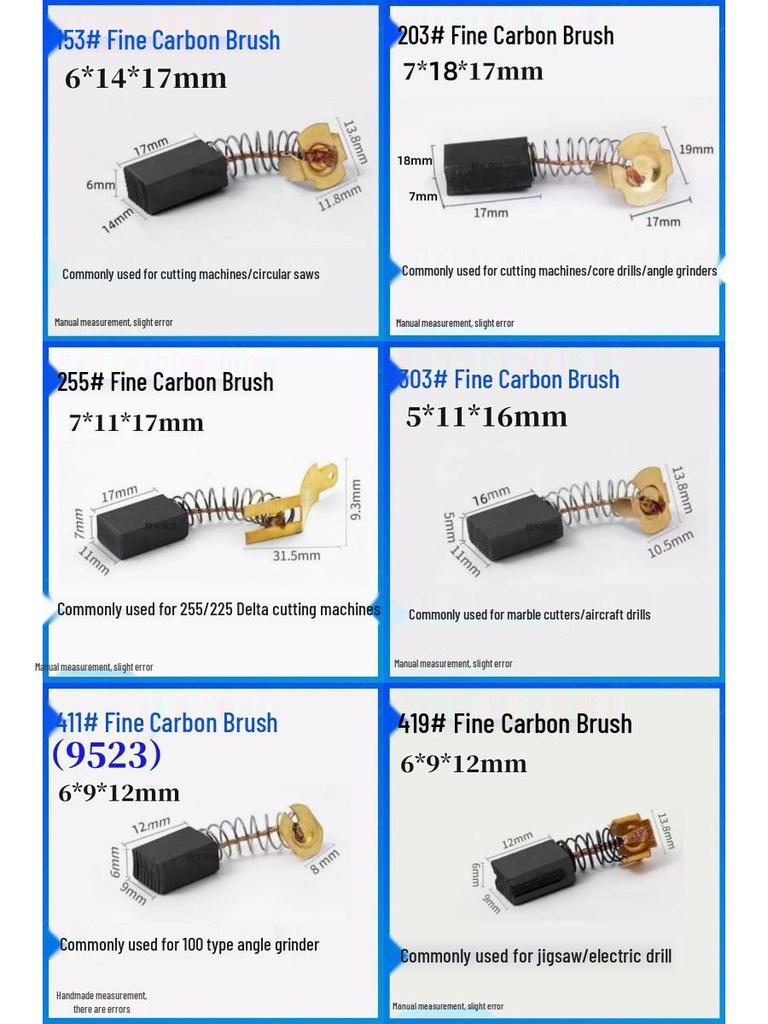 Durable Carbon Brush Set for Grinders, Drill, Hammer, Polisher, Cutter, and Picker Tools