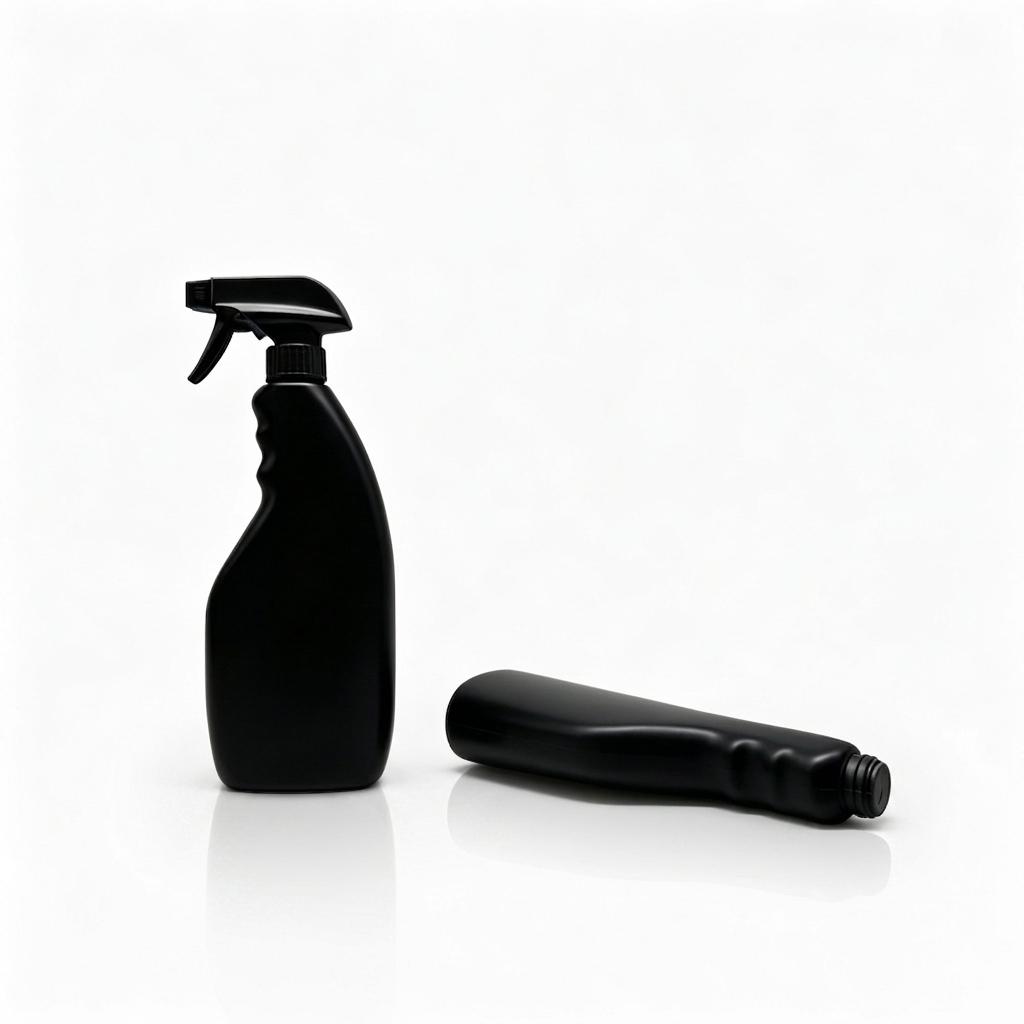500ml 16oz HDPE Black Oval Fine Mist Spray Bottle Refillable Alcohol Disinfectant Sealed Plastic Spray Bottle with Sprayer