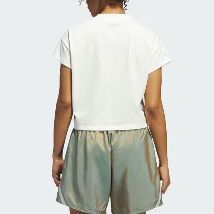 Adidas Select Cutoff Short Sleeve T-shirt With Logo Women Tops White IJ5235