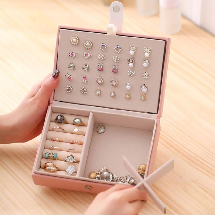 Portable Jewellery Box 2 Tier Jewellery Storage Cases Leather Jewelry for Women