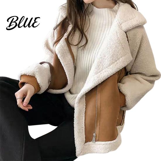 Long Sleeve Coat Turn-down Collar Thick Heat Women Jacket Fall Winter Retention Loose Sleeves Zippered