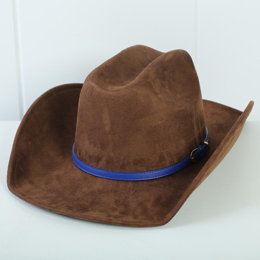 Popolare cappello western da cowboy in camoscio stile europeo e americano per uomo e donna, semplice e alla moda, a tesa larga, cappello jazz