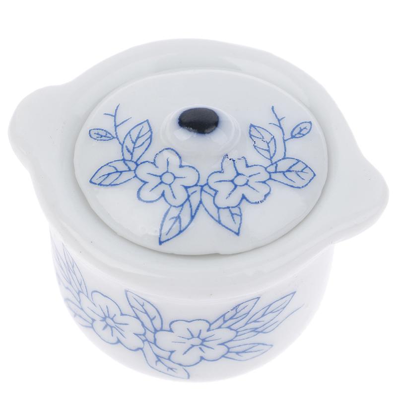 3Pcs 1/12 Dollhouse Miniature Ceramics Soup Pot Simulation Kitchenware Model