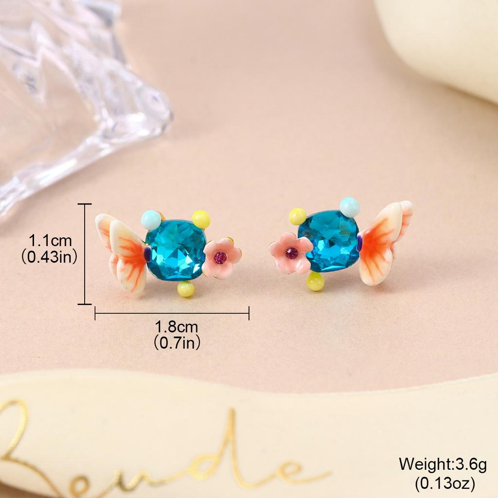 Personalized French Mori Enamel Dripping Oil Niche Bow Earrings Summer Jewelry Three-dimensional Color Stud Earrings