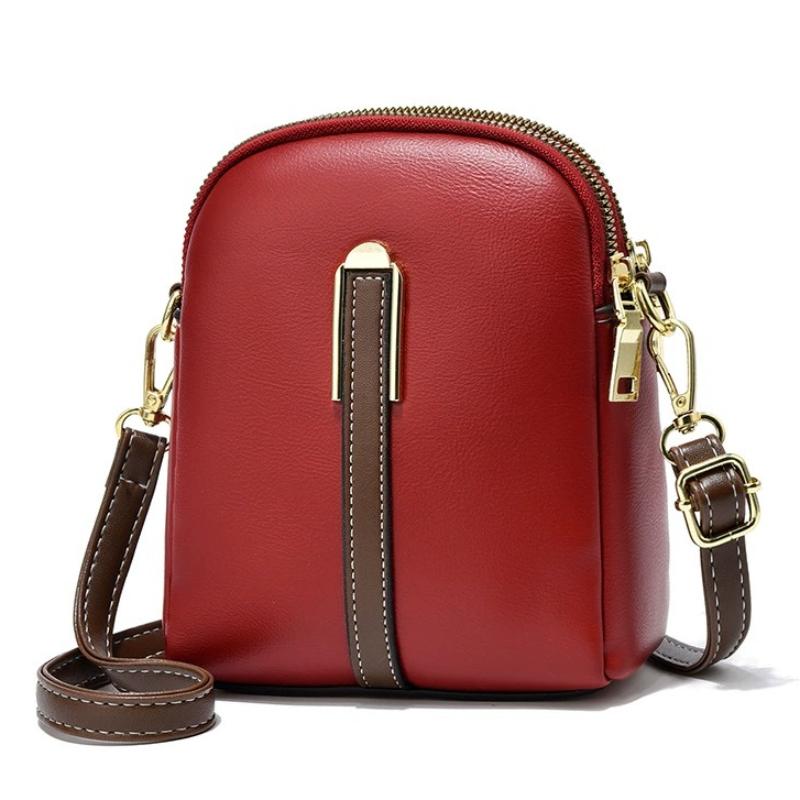 Elegant  Trendy Women’s Leather Mini Crossbody Bag Small Double Zipper Shoulder Purse With Adjustable Strap Classic Minimal Design