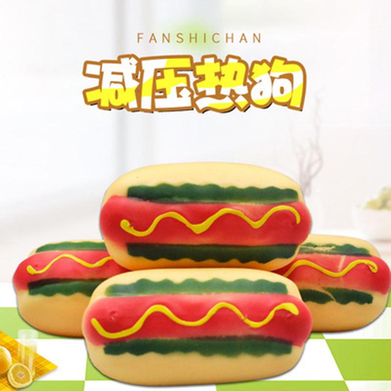

Kneadable Hot Dog Decompression Toy - Slow Rebound Simulation Fun Food Toy Display Box (Multiples of 12)