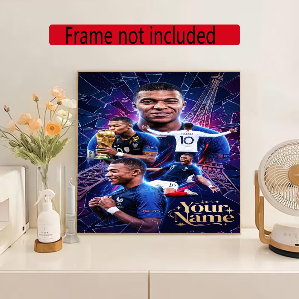 Mbappe Personalized Text Diamond Painting Round Diamond Mosaic Rhinestones Diamond Embroidery Craft Kit Wall Decor Without Frame