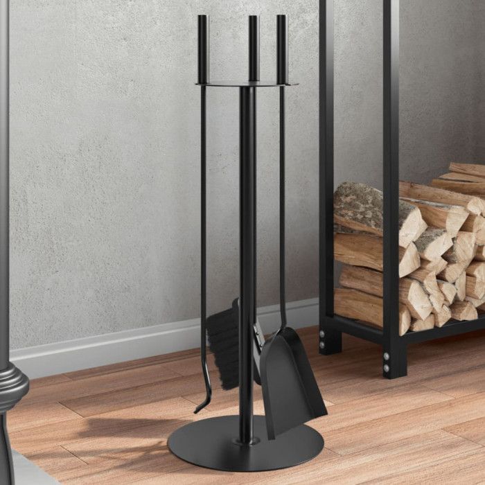 Set d'outils de cheminée 4 pcs 22x59 cm acier
