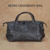First Layer Cowhide Large Capacity Messenger Bag Multi-Pocket Shoulder Bag Retro Women'S Portable Boston Bag
