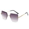New Frameless Cut Edge Sunglasses Women Trendy Polygonal Gradient Color Sunglasses 9064