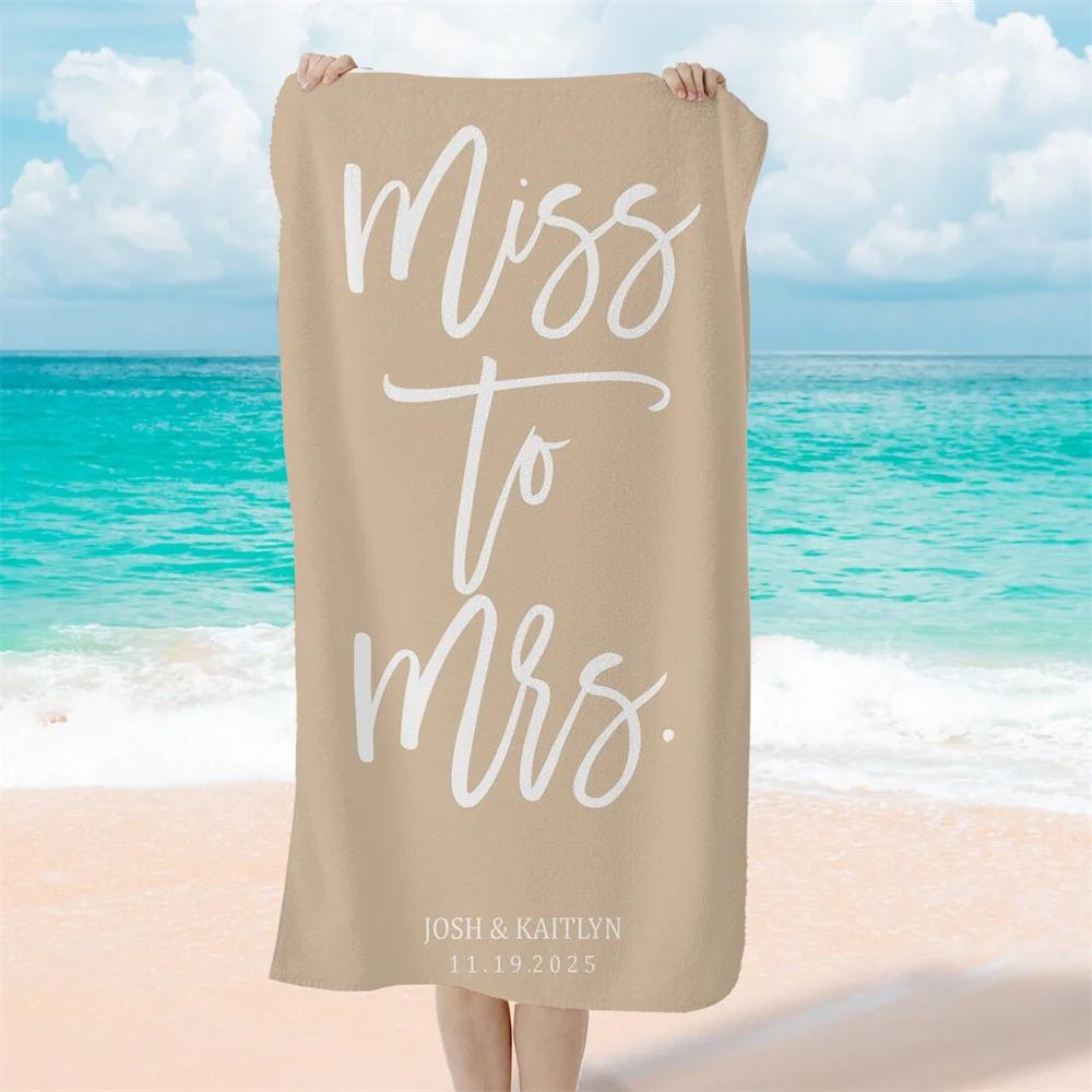 1pcs Mr & Mrs Beach Towel Custom Name Beach Towel Honeymoon Gift Summer Lovers Summer Vibe Wedding Gift Personalized Beach Towel