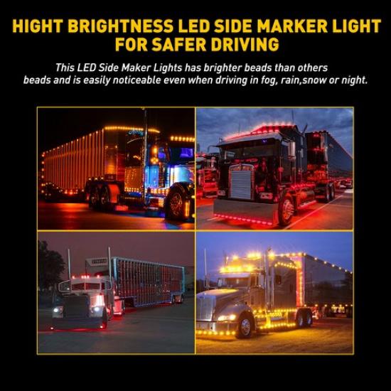 20pcs 3/4" Round Amber Red LED Signal Trailer Clearance Side Marker Lights12V EA