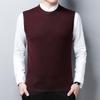 Gilet in Maglia da Uomo Invernale Monocolore Girocollo Senza Maniche per Mezza Età