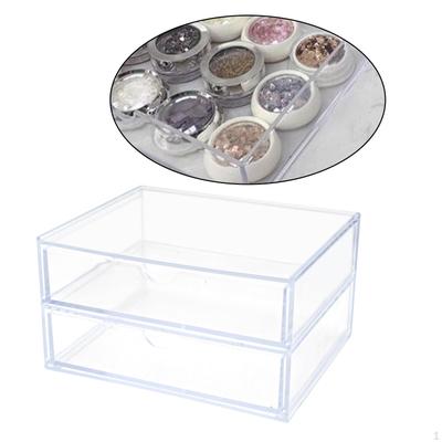 Acrylic Nail Organizer 2 Layers Makeup Case Storage Box