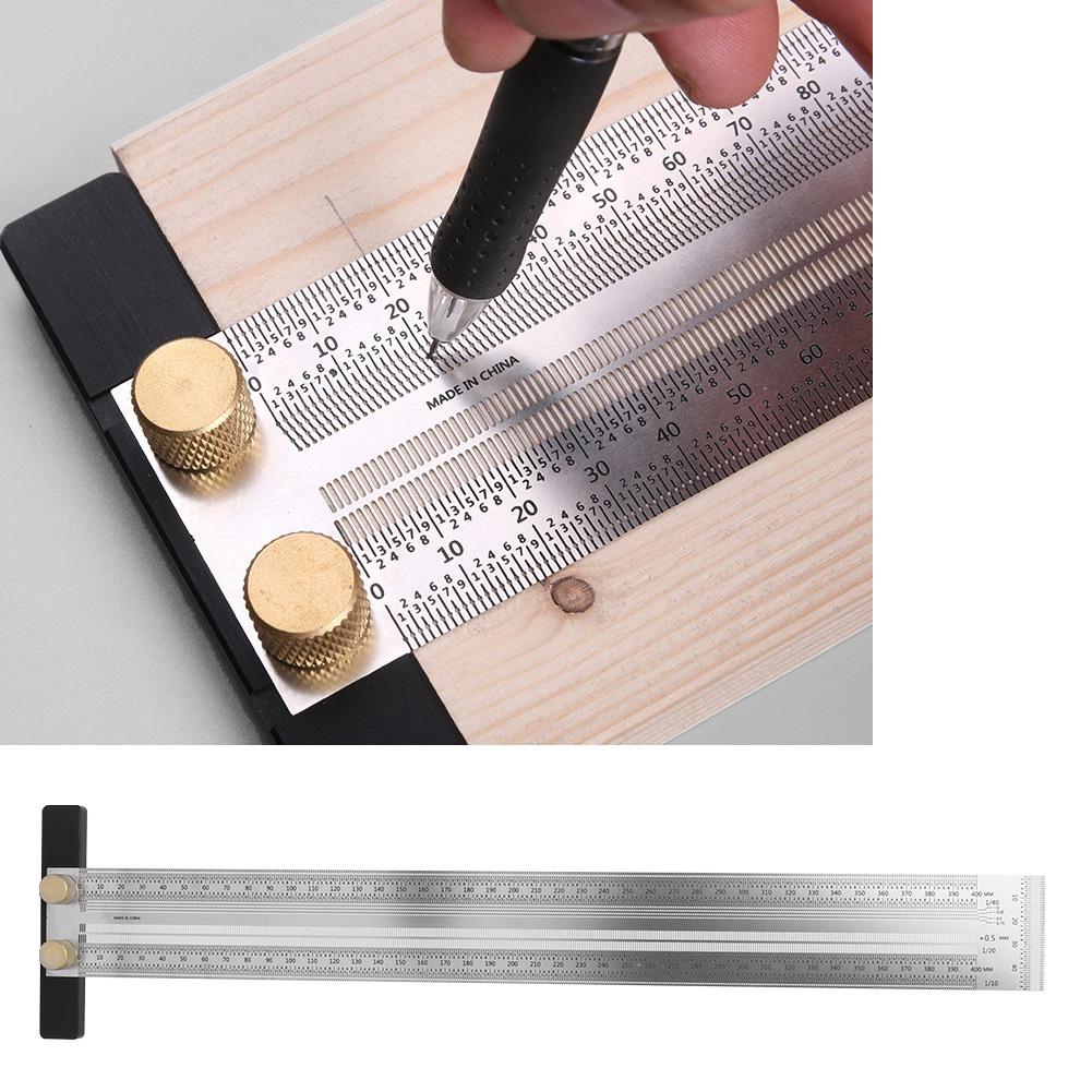 Stainless Steel T Type Hole Ruler Scribing Gauge Woodworking Marking Tool with Automatic