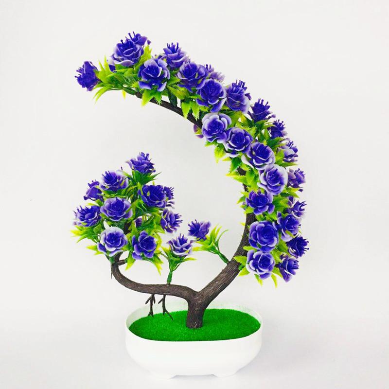 Simulation Potted Rose Plant With Flowers And Green Plants Decoration Table