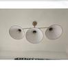 Raw Brass Pendant Light Mid Century Modern 3-Light Ceiling Pendant Fabric Shade