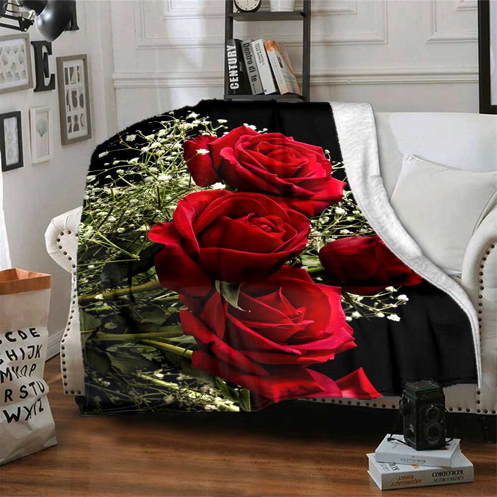 Roses Background Gift Blanket Soft & Cozy Suitable for Sofa Couch Office Bed Picnics Four Seasons Universal Modern Style Gifts For Family Y14