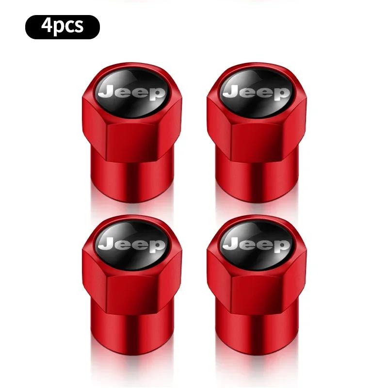 4Pcs Car Wheel Tire Valve Caps Tyre Stem Cover Bolt-In Accessories for Jeep Cherokee Patriot Liberty Wrangler JK JL Commander AKY1