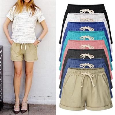 Women Casual Shorts Elastic Waist Short Mini Trousers Pants Summer Plus Size New
